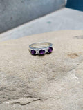 2.5ct Wedding Band Oval Purple Amethyst Stylish Three Stone 14k White Gold Over