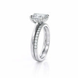 1.5ct Emerald Cut VVS1D Diamond Engagement Ring Bridal Set 14k White Gold Finish