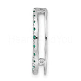 1ct Round Cut Simulated Green Emerald Hollow Disc Pendant 14k White Gold Plated