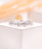 0.2ct Round Cut Moissanite Bow Design Engagement Ring 14k Yellow Gold Plated