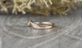 0.6ct Round Cut Diamond Wedding Ring Band 14k RoseGold Finish Curved Leaf Bridal