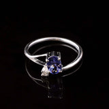 0.4ct Oval Cut Blue Tanzanite Stylish Split Shank Ring 14k White Gold Finish