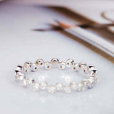 1ct Round Cut VVS1 Diamond Wedding Band Bezel Set Eternity 14k White Gold Finish