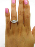 4.5ct Cushion Cut Trilogy Engagement Ring 14K White Gold Over Trapezoid Accents
