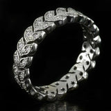 2Ct Round Cut Diamond Milgrain Leaf Stack Wedding Ring Band 14K White Gold Over