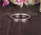 0.1ct Round Cut Moissanite Dainty Minimalist Wedding Band 14k White Gold Plated