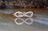 Infinity Minimalist Engagement Ring 1ct Round Cut Diamond 14k Rose Gold Finish