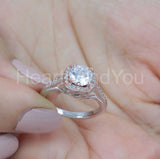 2.1ct Round Cut Moissanite Accented Halo Engagement Ring 14k Dual Gold Plated