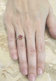1ct Round Cut Pink Ruby Engagement Ring Flower Solitaire 14k Dual Gold Finish