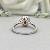 2.3ct Oval Cut Red Garnet Diamond Accent Halo Engagement Ring 14k WhiteGold Over