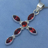 1ct Marquise Cut Red Garnet Holy Cross Pendant 14k White Gold Finish NO CHAIN