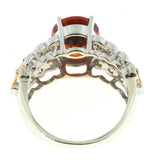 3ct Oval Cut Red Garnet Engagement Ring Accents Solitaire 14k White Gold Finish