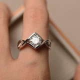 1ct Engagement Ring Round Cut Diamond Infinity Solitaire 14k White Gold Finish