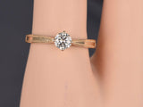 Solitaire Engagement Ring 0.5ct Round Cut VVS1D Diamond 14k Yellow Gold Finish