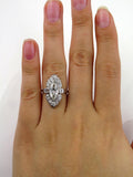 6Ct Marquise Cut Diamond Unique Vintage Engagement Ring 14K White Gold Finish