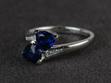 2ct Engagement Ring Trillion Cut Blue Sapphire Bypass Style 14k White Gold Over