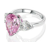2.4ct Engagement Ring Pear Pink Sapphire Pear Accent Trilogy 14k White Gold Over