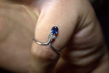 0.4ct Engagement Ring Oval Cut Blue Sapphire Minimalist 14k White Gold Finish