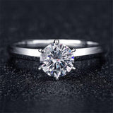 0.35ct Round Cut Moissanite Solitaire Women Engagement Ring 14k WhiteGold Plated