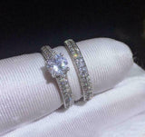3ct Round Cut Diamond Engagement Ring 14k White Gold Finish Bridal Set Women