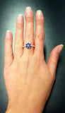 1.6ct Engagement Ring Round Blue Sapphire Cluster Ball Shank 14k White Gold Over