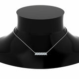 1ct Princess Diamond 5 Stone Horizontal Pendant 14k White Gold Finish NO CHAIN