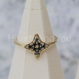 0.5ct Round Cut Simulated Black Diamond Dainty Star Ring 14k Yellow Gold Plated