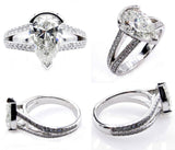 5Ct Pear Cut Diamond Split Shank Solitaire Engagement Ring 14K White Gold Finish