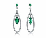 2.7ct Drop Earrings Marquise Cut Emerald Cocktail Dangling 14k White Gold Finish