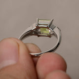 2ct Asscher Cut Green Peridot Trilogy Wedding Engagement Ring 14k WhiteGold Over