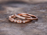 0.5Ct Round Cut 2pc Diamond Vintage Wedding Anniversary Band 14k RoseGold Finish
