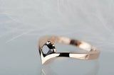 0.5ct Round Cut Black Diamond Engagement Ring Solitaire Curved 14k RoseGold Over