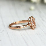 3Ct Pear Cut Peach Morganite Engagement Ring 18K Rose Gold Finish Diamond Halo