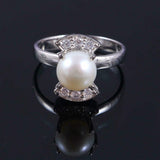 2.1ct Pearl Diamond Art Deco Women Engagement Ring 14k White Gold Finish