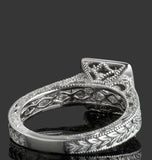 1.77ct Princess Diamond Engagement Ring Halo Milgrain Vintage 14k WhiteGold Over