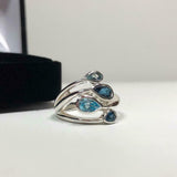 2.2ct Pear Cut London Blue Topaz Water Drop Cocktail Ring 14k White Gold Finish