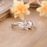 1ct Round Cut Simulated Morganite Petite Engagement Ring 14k Rose Gold Plated