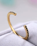 2Ct Round Cut Black Diamond Open Ended Wedding Band Ring 14K Yellow Gold Finish