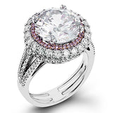 5Ct Round Cut Diamond Vintage Dual Halo Engagement Ring 14K White Gold Finish