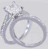Split Shank Bridal Set Engagement Ring 4ct Princess Diamond 14k White Gold Over