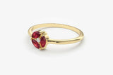 0.4ct Engagement Ring Marquise Cut Ruby Cluster Minimalist 14k YellowGold Finish