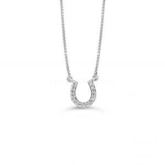 0.12ct Round Cut Moissanite Horse Shoe Pendant 14k White Gold Plated NO CHAIN