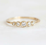 1.3ct Round Cut Diamond Engagement Ring 5 Stone Minimalist 14k YellowGold Finish