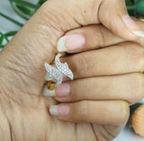 1.6ct Round Cut Diamond Engagement Ring Dual Dolphin Fish 14k Yellow Gold Finish