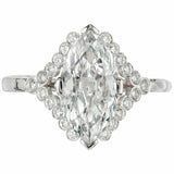 1.78ct Marquise Cut Diamond Engagement Ring Halo Solitaire 14k White Gold Finish