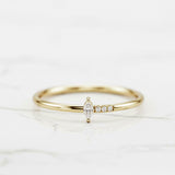 Petite Minimalist Engagement Ring 0.3ct Marquise Cut Diamond 14k YellowGold Over