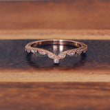 0.3ct Round Cut Moissanite Curved Stackable Wedding Band 14k Rose Gold Plated