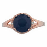2.3ct Engagement Ring Round Cut Blue Sapphire Split Shank 14k Rose Gold Finish