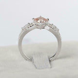1ct Princess Cut Peach Morganite Solitaire Unique Accent Ring 14k WhiteGold Over