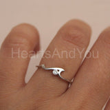 0.07ct Round Cut Moissanite Wave Dainty Engagement Ring 14K Yellow Gold Plated